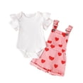 thumbnail image 1 of Bovxnpu Baby Girl Bodysuit, Infant Baby Cotton Bodysuits, Girls' Summer Strip Romper Flying Sleeve Short Sleeved Shirt Printed Strap Pants Set 18 Months, 1 of 7
