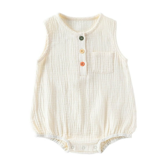 Bovxnpu Baby Girl Bodysuit, Infant Baby Cotton Bodysuits, Toddler Kids Boys Short Sleeve Solid Color Button Pocket Jumpsuit Romper 6 Months