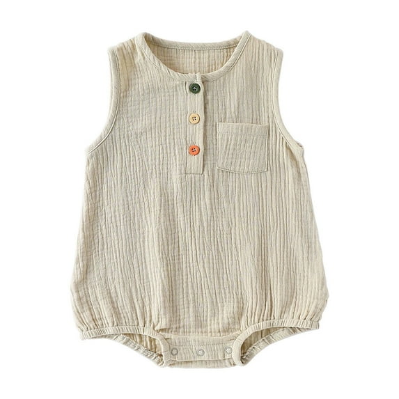Bovxnpu Baby Girl Bodysuit, Infant Baby Cotton Bodysuits, Toddler Kids Boys Short Sleeve Solid Color Button Pocket Jumpsuit Romper 6 Months