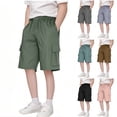 thumbnail image 1 of Bovxnpu Boys Cargo Capris Lightweight Pull-On Hiking Shorts Versatile Capris Fall Kids LoungeComfortable Shorts, 1 of 7