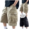 thumbnail image 1 of Bovxnpu Boys Cargo Shorts Pull-On Hiking Shorts Cargo Shorts Large Pocket 5-Pocket Boys Casual Loose Summer Shorts, 1 of 6