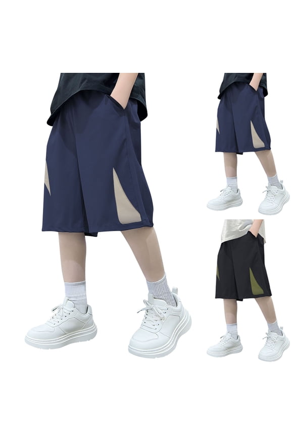 Boys Casual Athletic Shorts Boys Breathable Ice Silk Summer Sports 5-Point Shorts