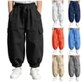 thumbnail image 1 of Bovxnpu Boys Casual Jogger Pants Solid Linen Cotton Pants Elastic Waist Breathable Pants Pants, 1 of 7