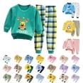 thumbnail image 1 of Bovxnpu Boys Girls 2 Piece Pajamas Set, Girls Cotton Sleepwear Thermal Underwear Set Graphic Long Sleeved Crew Neck Top Elastic Waisted Pants Kids Toddler Pullover Loungewear Pajamas Outfits, 1 of 5