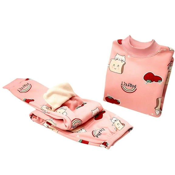 Bovxnpu Boys Girls 2 Piece Pajamas Set, Girls Thermal Underwear Set Long Johns Fleece Lined Kids Base Layer Top Bottom Soft Winter Toddler Thermals for Boys Girls Underwear