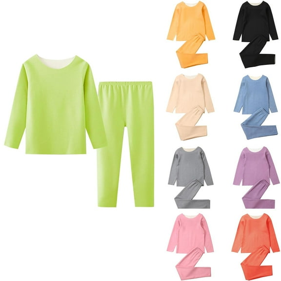 Bovxnpu Boys Girls 2 Piece Pajamas Set, Thermal Underwear Set for Kids Thermals Top and Bottom Set