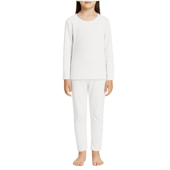 Bovxnpu Boys Girls 2 Piece Pajamas Set, Toddler Cotton Sleepwear Thermal Underwear Set for Kids Girls Thermals Long Johns Underwear Long Sleeve Top and Pants Winter Clothes Set