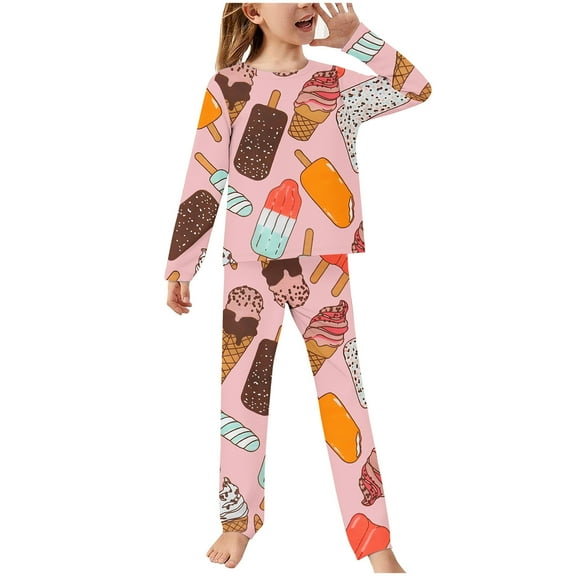 Bovxnpu Boys Girls 2 Piece Pajamas Set, Toddler Cotton Sleepwear Thermal Underwear Set for Kids Girls Thermals Long Johns Underwear Long Sleeve Top and Pants Winter Clothes Set