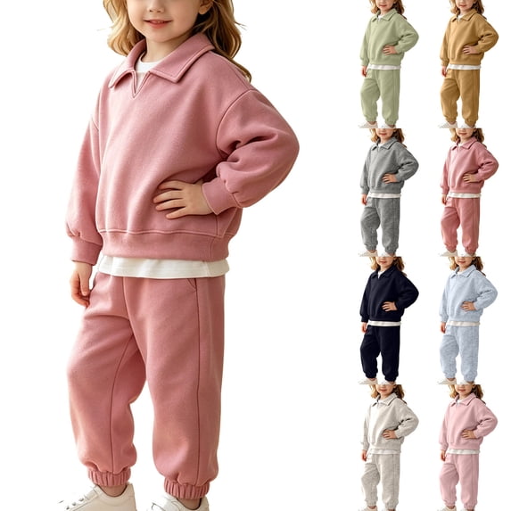Bovxnpu Boys Girls Clothing Set Warm Long Sleeve Sweatshirt and Jogger Pants Tracksuit Outfits