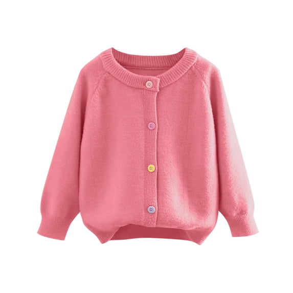 Bovxnpu Boys Girls Long Sleeve Tops Spring Fall Tops, Girls Cardigan Sweater Button Long Sleeve Casual Crewneck Knit Solid Sweaters Tops 2-3 Years