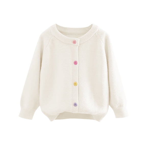 Bovxnpu Boys Girls Long Sleeve Tops Spring Fall Tops, Girls Cardigan Sweater Button Long Sleeve Casual Crewneck Knit Solid Sweaters Tops 5-6 Years
