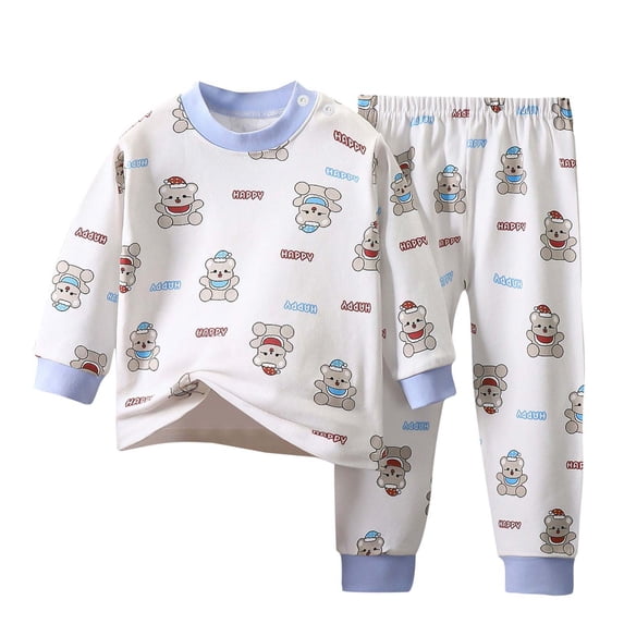 Bovxnpu Boys Girls Outfits Set 2 Piece Loungewear Set, Boys Long Sleeve Shirt and Pants Set for Toddlers Girls Fall Clothes Home Clothes 1-2 Years