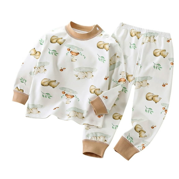 Bovxnpu Boys Girls Outfits Set 2 Piece Loungewear Set, Boys Long Sleeve Shirt and Pants Set for Toddlers Girls Fall Clothes Home Clothes 12 Months