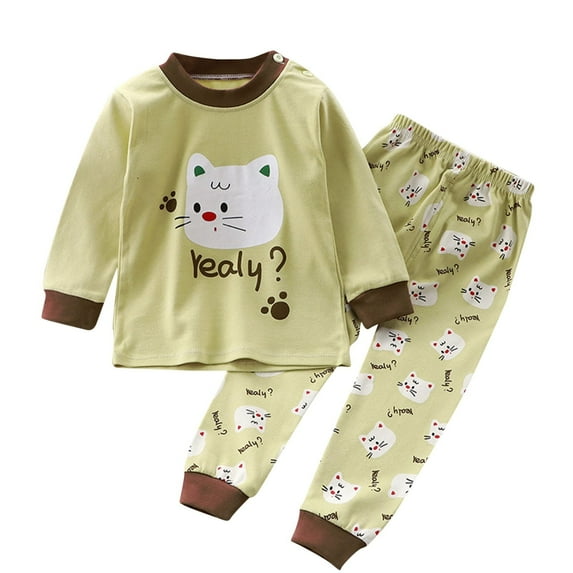 Bovxnpu Boys Girls Outfits Set 2 Piece Loungewear Set, Boys Long Sleeve Shirt and Pants Set for Toddlers Girls Fall Clothes Home Clothes 18 Months