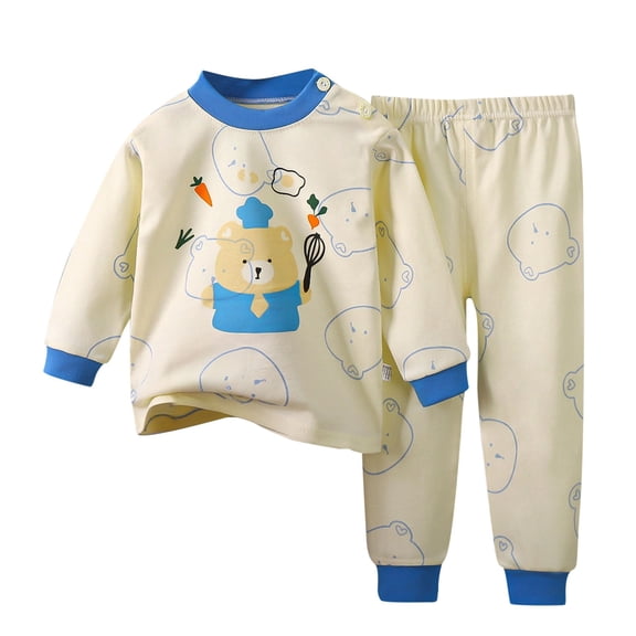 Bovxnpu Boys Girls Outfits Set 2 Piece Loungewear Set, Boys Long Sleeve Shirt and Pants Set for Toddlers Girls Fall Clothes Home Clothes 3-4 Years