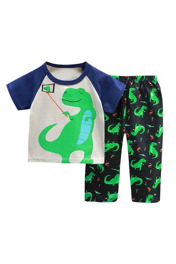 Boys Girls Outfits Set 2 Piece Loungewear Set, Boys Short Sleeve T-Shirt and Pants Set for Toddlers Girls Fall Clothes Home Clothes Pajamas 2 Years