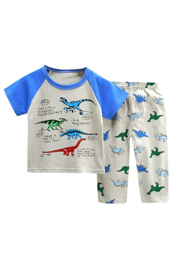 Boys Girls Outfits Set 2 Piece Loungewear Set, Boys Short Sleeve T-Shirt and Pants Set for Toddlers Girls Fall Clothes Home Clothes Pajamas 5 Years