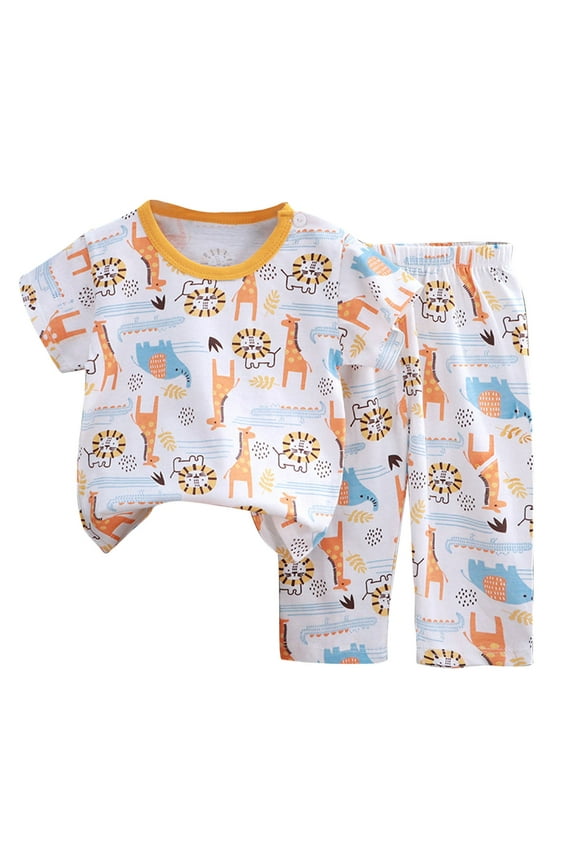 Boys Girls Outfits Set 2 Piece Loungewear Set, Boys Short Sleeve T-Shirt and Pants Set for Toddlers Girls Fall Clothes Home Clothes Pajamas 5 Years