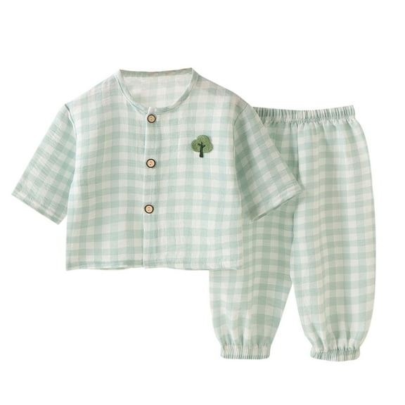 Bovxnpu Boys Girls Outfits Set 2 Piece Loungewear Set, Girl Long Sleeve Button Down Shirt and Pants Set for Toddlers Girls Fall Clothes Home Clothes 3 Years