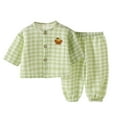 thumbnail image 1 of Bovxnpu Boys Girls Outfits Set 2 Piece Loungewear Set, Girl Long Sleeve Button Down Shirt and Pants Set for Toddlers Girls Fall Clothes Home Clothes 9 Years, 1 of 3