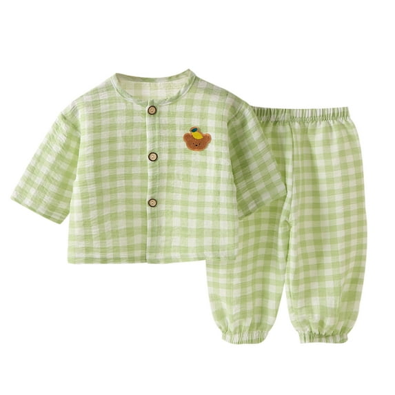 Bovxnpu Boys Girls Outfits Set 2 Piece Loungewear Set, Girl Long Sleeve Button Down Shirt and Pants Set for Toddlers Girls Fall Clothes Home Clothes 9 Years