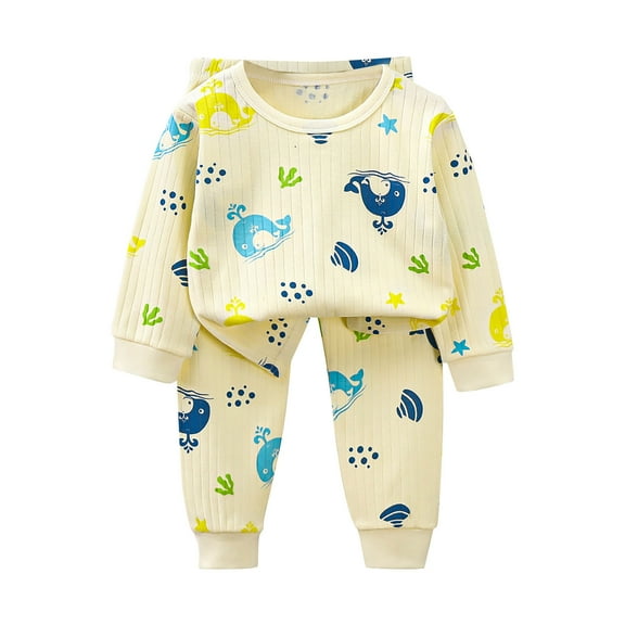 Bovxnpu Boys Girls Outfits Set 2 Piece Loungewear Set, Girls Long Sleeve Shirt and Pants Set for Toddlers Girls Fall Clothes Pajama Set Home Clothes 2 Years
