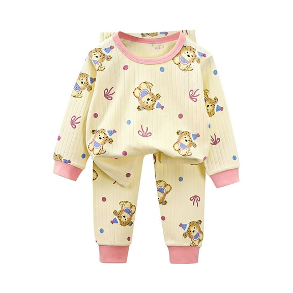 Bovxnpu Boys Girls Outfits Set 2 Piece Loungewear Set, Girls Long Sleeve Shirt and Pants Set for Toddlers Girls Fall Clothes Pajama Set Home Clothes 6 Months
