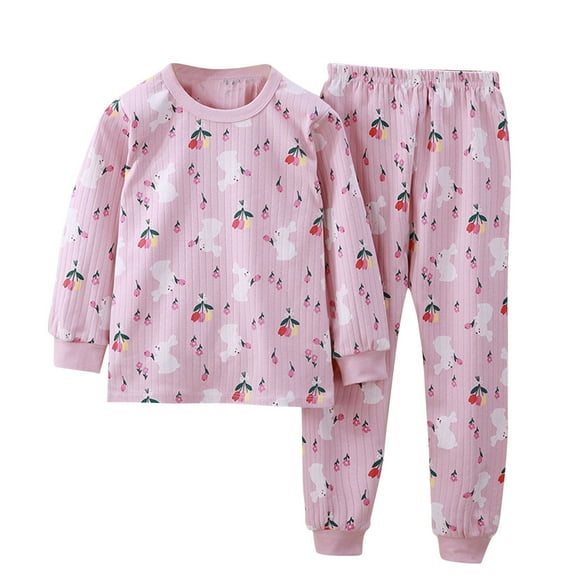 Bovxnpu Boys Girls Outfits Set 2 Piece Loungewear Set, Girls Long Sleeve Shirt and Pants Set for Toddlers Girls Fall Clothes Home Clothes 1-2 Years