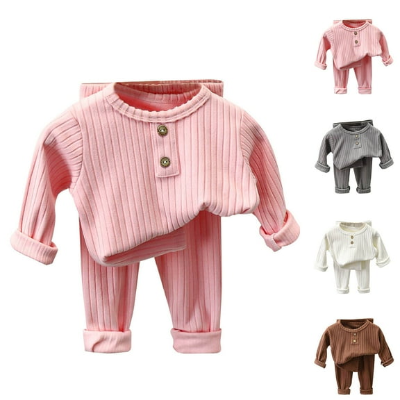Bovxnpu Boys Girls Outfits Set 2 Piece Loungewear Set, Girls Long Sleeve Shirt and Pants Set for Toddlers Girls Fall Clothes Home Clothes 3-4 Years