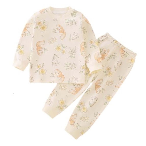 Bovxnpu Boys Girls Outfits Set 2 Piece Loungewear Set, Girls Long Sleeve Shirt and Pants Set for Toddlers Girls Fall Clothes Home Clothes 9 Months