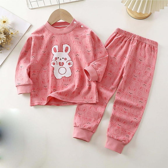Bovxnpu Boys Girls Outfits Set 2 Piece Loungewear Set, Girls Long Sleeve Shirt and Pants Set for Toddlers Girls Fall Clothes Home Clothes 9 Months