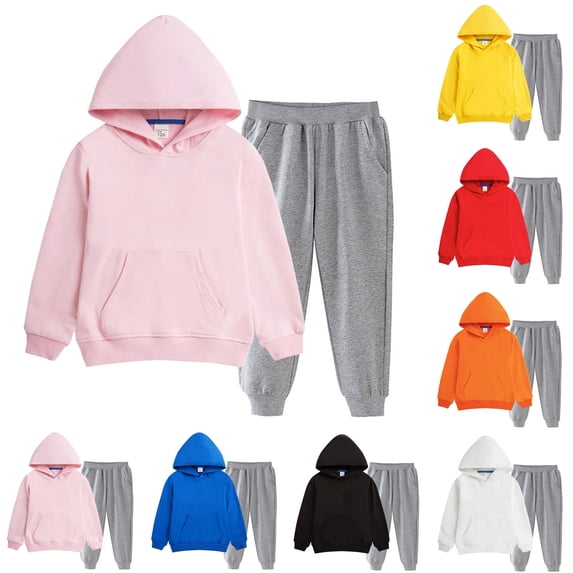 Bovxnpu Boys Girls Outfits Set 2 Piece Loungewear Set, Girls Pullover Hoodie and Pants Outfit Set Boys Fall Clothes 13-14 Years