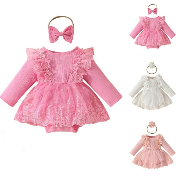 Bovxnpu Boys Girls Outfits Set 2 Piece Loungewear Set, Toddler Girls Long Sleeved Mesh Skirt Sweet Flower Jumpsuit Skirt Sweaters 3 Months