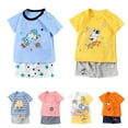 thumbnail image 1 of Bovxnpu Boys Girls Pajamas, Boy's Cotton Short Sleeve T-Shirt and Short Set, Children's Summer Thin Home Clothes Cute Printed T-shirt+shorts Casual Two-piece Set 6-9 Months, 1 of 4