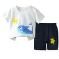 thumbnail image 1 of Bovxnpu Boys Girls Pajamas, Boy's Cotton Short Sleeve T-Shirt and Short Set, Summer Thin Round Neck Short Sleeved Set Home Clothes Two-piece Set Cute Printed T-shirt+shorts 9-18 Months, 1 of 3