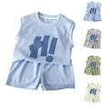 thumbnail image 1 of Bovxnpu Boys Girls Summer Outfits 2 Piece, Boys Cotton Tank Top and Short Set, Fashionable Children's Round Neck Sleeveless Elastic Waist Shorts Summer Casual Suit 7 Years, 1 of 7