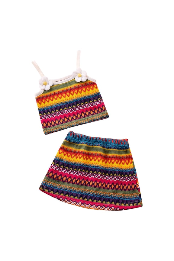 Boys Girls Summer Outfits 2 Piece, Girls Camisoles Tank Top and Skirts Set Clothing Set, Children's Colorful Sleeveless Camisole And Half Skirt Summer Casual Two-piece Set 5 Years