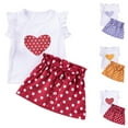 thumbnail image 1 of Bovxnpu Boys Girls Summer Outfits 2 Piece, Girls Cotton Ruffle Sleeve Top and Skirts Set Clothing Set, Children's Flying Sleeve Round Neck Elastic Waist Skirt Summer Casual Two Piece Set 1 Year, 1 of 8