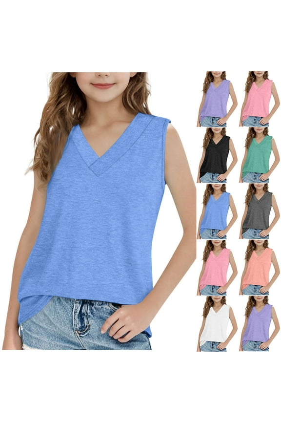 Boys Girls Tank Tops Undershirt Sleeveless T Shirts Children Inner Layer Summer Children T-shirt Base Shirt Round-Neck Camisoles