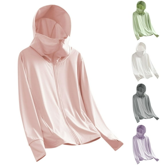 Bovxnpu Boys Girls Tops Lightweight Long Sleeve Zip Up Hoodie Jacket, Girls Thin Zip-Up Hoodie Sun Protection Jacket Hooded Shirt Pockets Running Outdoor 8-9 Years