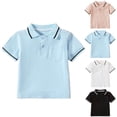 thumbnail image 1 of Bovxnpu Boys School Uniform Short Sleeve Shirt Button Closure Golf Shirt Solid Shirt Collared Casual Versatile Kids Tees, 1 of 9