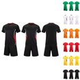 thumbnail image 1 of Bovxnpu Boys' Short Sets Boys Solid Soccer Uniform Short Sleeve V-neck Sports OutSets Summer 2 Piece Outfits, 1 of 6