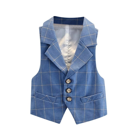 Bovxnpu Boys Suit Dress Clothes Boy's Formal Suit Vest, Boy's Button Down Jacket Collared Solid Color Waistcoat Western Tops Kids Wedding Outfit 6 Years