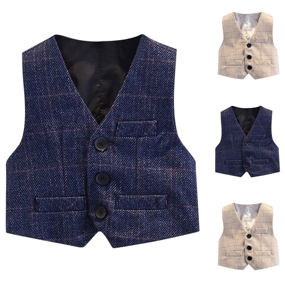 Bovxnpu Boys Suit Dress Clothes Boy's Formal Suit Vest, Boy's Button Down Jacket V Neck Solid Color Waistcoat Western Tops Kids Wedding Outfit 13 Years