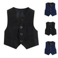 thumbnail image 1 of Bovxnpu Boys Suit Dress Clothes Boy's Formal Suit Vest, Boy's Button Down Jacket V Neck Solid Color Waistcoat Western Tops Kids Wedding Outfit 3 Years, 1 of 4