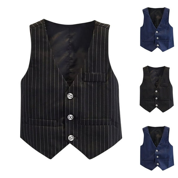 Bovxnpu Boys Suit Dress Clothes Boy's Formal Suit Vest, Boy's Button Down Jacket V Neck Solid Color Waistcoat Western Tops Kids Wedding Outfit 8 Years
