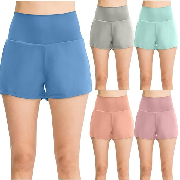 Bovxnpu Casual Shorts for Women,Women's Athletic Solid ColorShorts for Women Running Workout Gym Short Quick Dry High Waisted