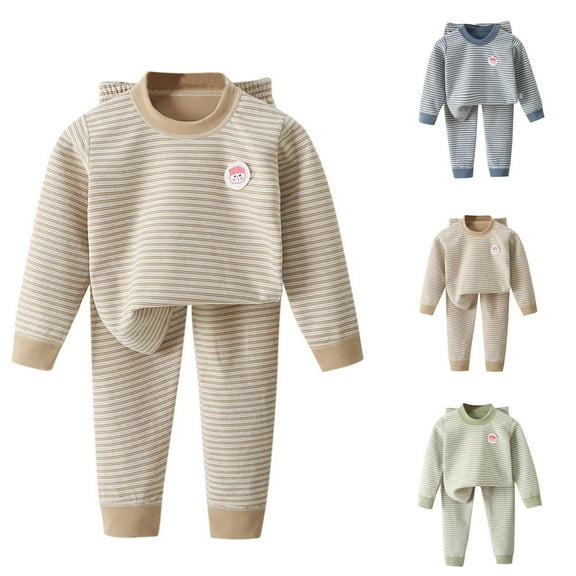 Bovxnpu Fall Winter Boys Girls Fleece Pajamas Set, Kids Soft Flannel Pjs Pullover Top Pants Loungewear Warm Pajamas Set