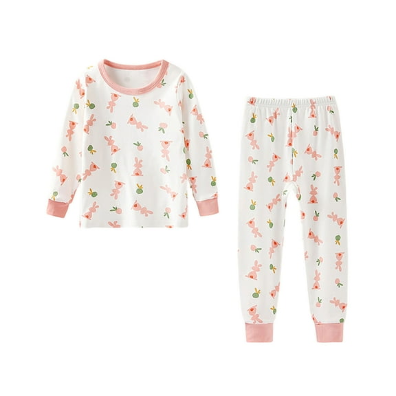 Bovxnpu Fall Winter Boys Girls Pajamas Set, Kids Soft Cotton Pjs Pullover Top Pants Loungewear Long Johns and Thermal Underwear