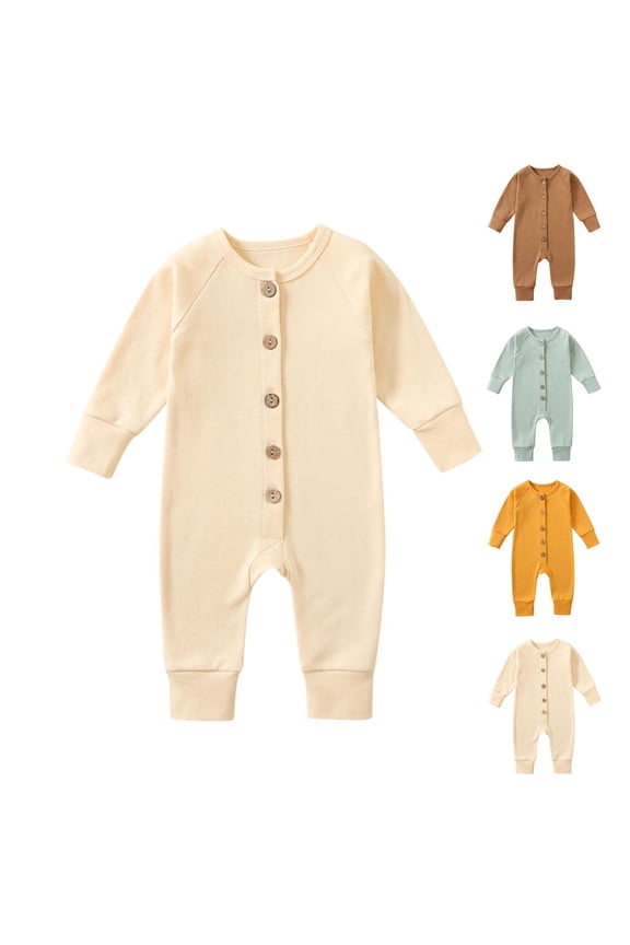 Fall Winter Newborn Bodysuit, Infant Footed Pajamas Footie, Children's Long Sleeved Long Crawling Clothes born Jumpsuit Button Bag Fart Clothes Crawling Clothes Pajamas